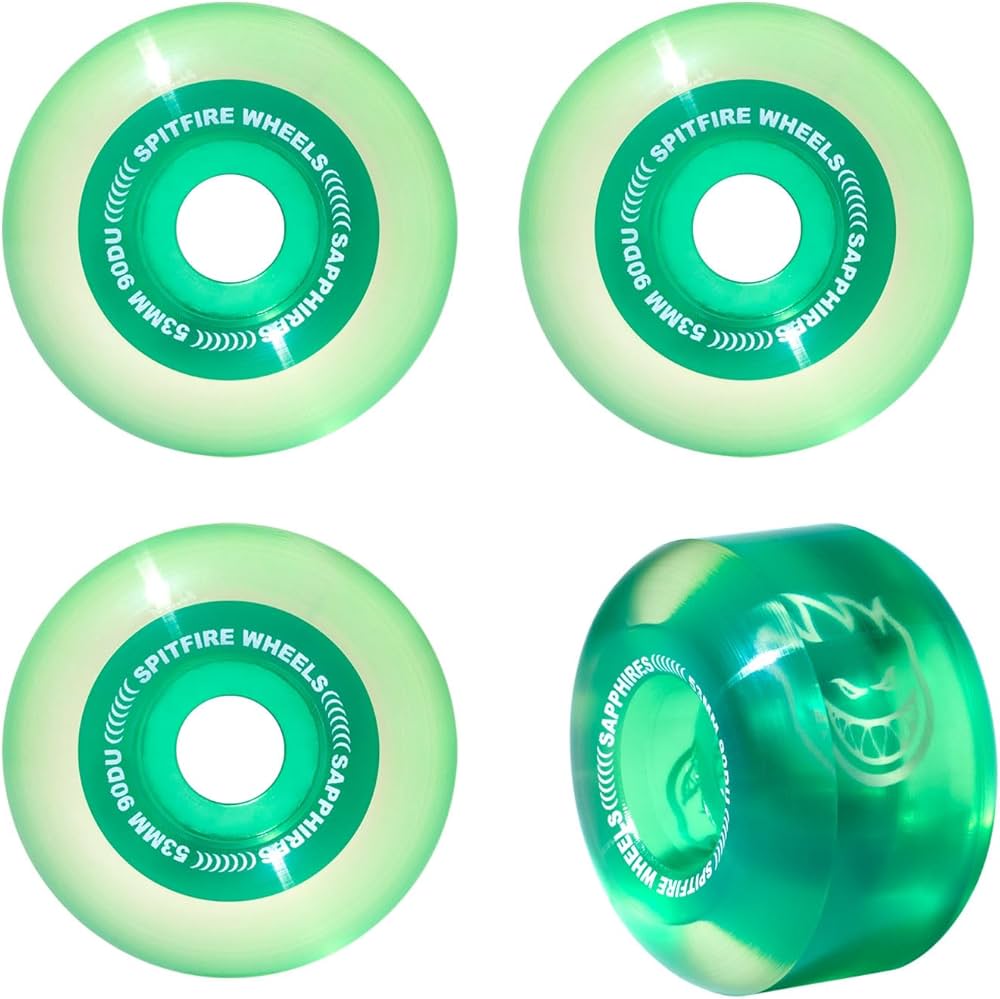 Spitfire Sapphires グリーンウィール 4個セット54mm Amazon.com: Spitfire Wheels Sapphires 90du 53mm Clear